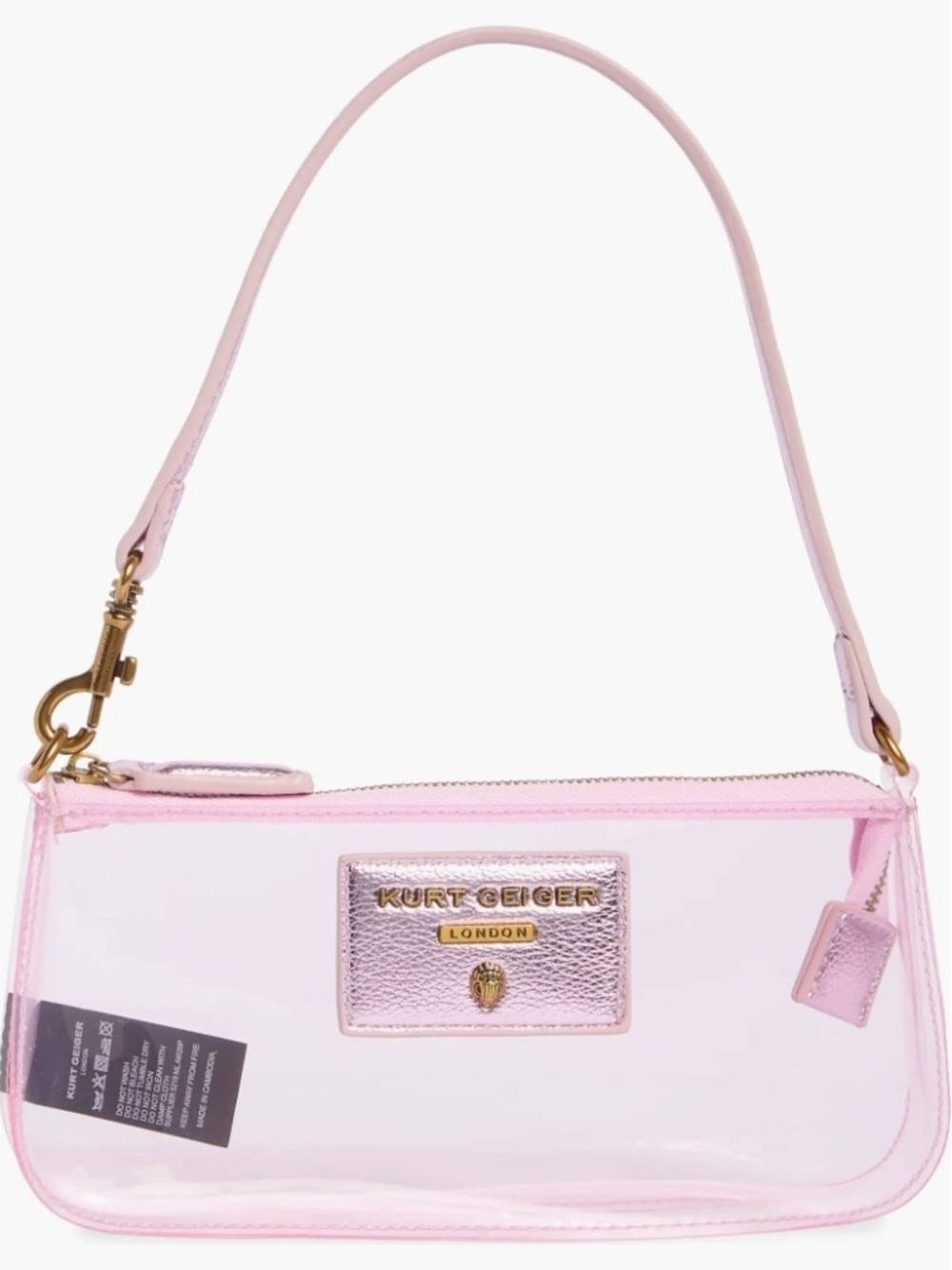 Kurt Geiger Pink Clear PVC Shoulder Bag with Rose Gold Hardware